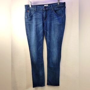 Hudson Mid-Rise Blue Skinny Jeans Flap Rear Pockets Size 29